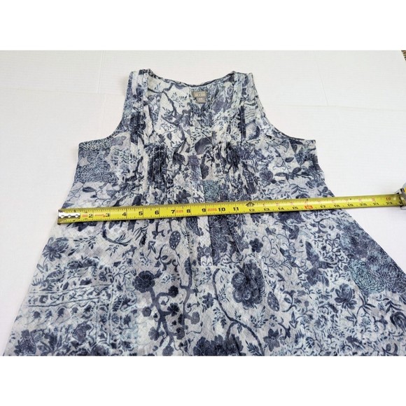 Converse One Star Women's XS Loose Fit Blue Floral Sheer Sleeveless Pleated Top - Picture 6 of 11